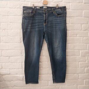 Vigoss Skinny Jeans Womens Plus Size 24 Medium Wash Denim Blue Whiskers Stretch.